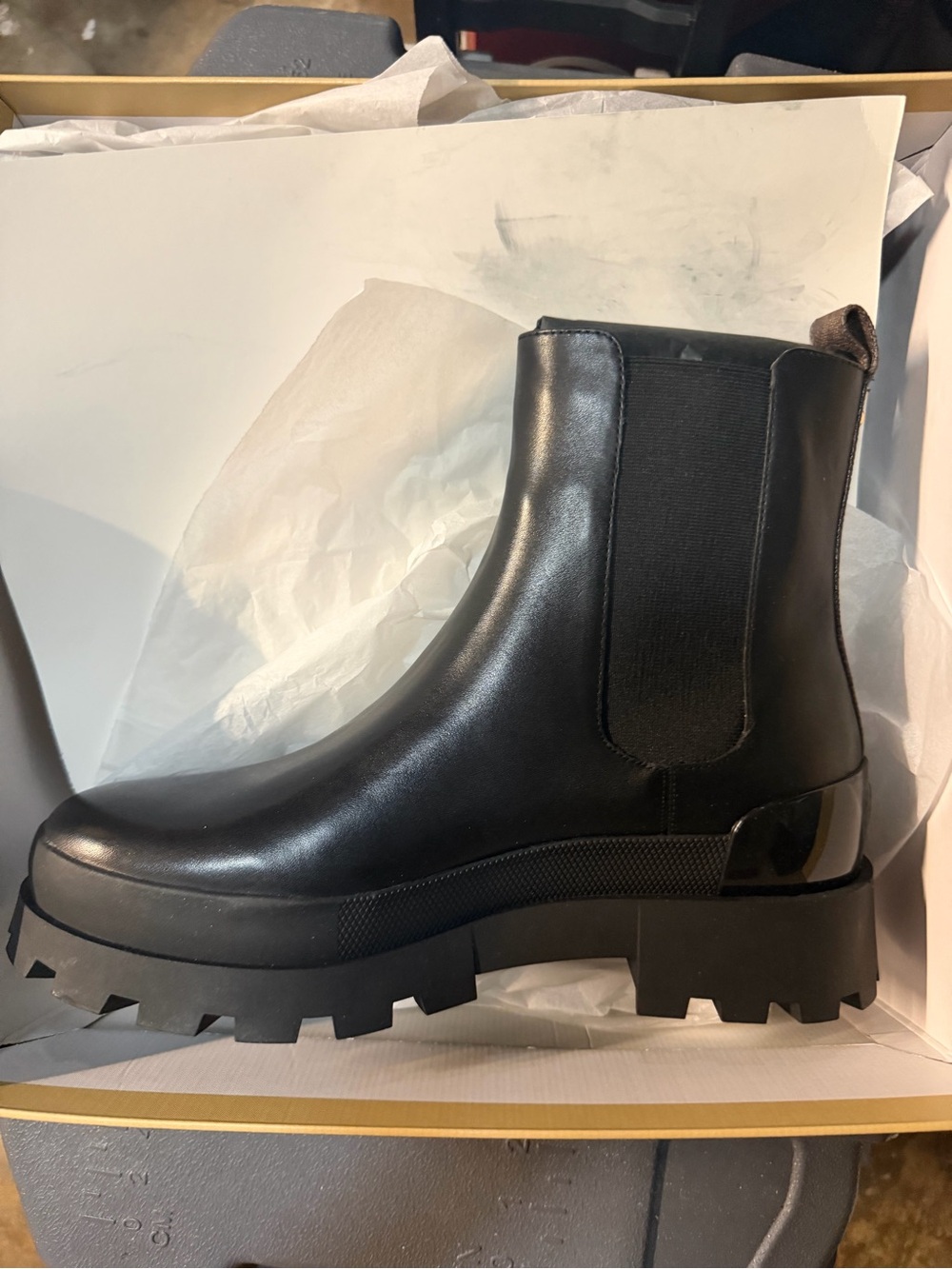 Michael Kors Black Leather Chelsea Lug Sole Ankle Boots